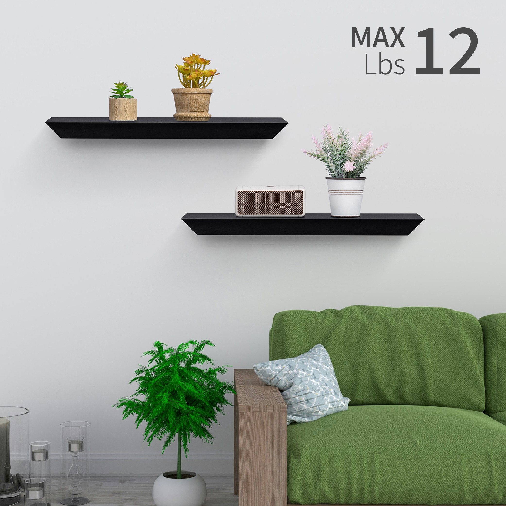 Floating Shelves 18.11" Wall Mounted Wood Shelves For Bathroom, Bedroom, Living Room, Kitchen, Hanging Shelf For Books/Storage/Decor With Invisible Brackets, Black_voghion.com
